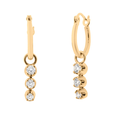 Round-Cut Diamond Drop Huggie Earrings in 14K Yellow Gold, 0.33cttw