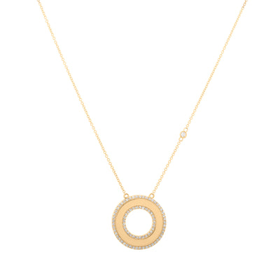 Diamond-Lined Open Circle Pendant Necklace, 0.51 cttw