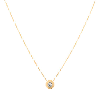 Round-Cut Diamond Thick Bezel Solitary Pendant Necklace in 14K Yellow Gold, 0.37 cttw