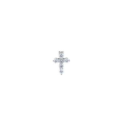 Petite Diamond Cross Pendant in 18K White Gold, 0.54cttw