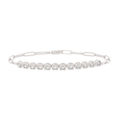 Diamond Bezel Paperclip Chain Bracelet in 14K White Gold, 1.42 cttw