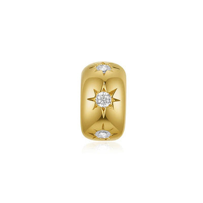 Diamond Starburst Rondelle Charm in 14K Yellow Gold, 0.12cttw