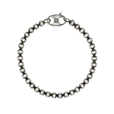 Men's Round Bead Mariner Lock Chain Bracelet in Sterling Silver