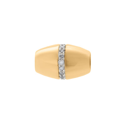 Diamond Barrel Rondelle Charm in 14K White & Yellow Gold