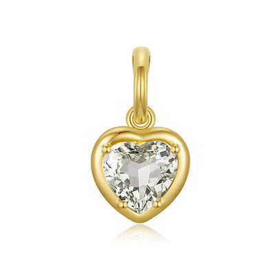 Green Amethyst Bezel-Set Heart Charm Pendant in 14K Yellow Gold, 1.64cttw