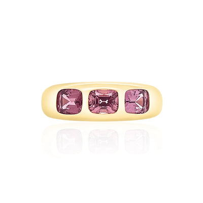 Nomad 3 Cushion Cut Pink Spinel Ring in 14K Yellow Gold, 2.00cttw