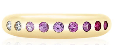 Nomad 9 Diamond and Ombre Pink Sapphire Ring in 14K Yellow Gold, 0.30cttw