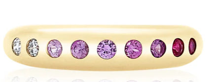 Nomad 9 Diamond and Ombre Pink Sapphire Ring in 14K Yellow Gold, 0.30cttw