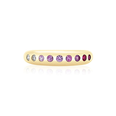 Nomad 9 Diamond and Ombre Pink Sapphire Ring in 14K Yellow Gold, 0.30cttw