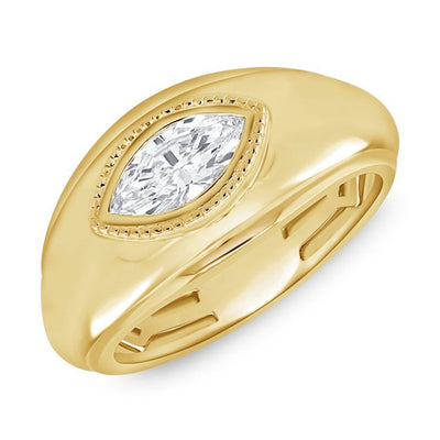 Marquise-Cut East-West Diamond Dome Ring in 14K Yellow Gold, 0.54cttw