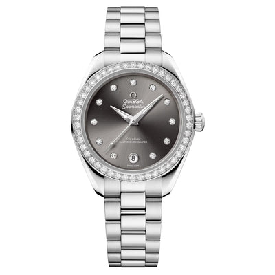Seamaster Aqua Terra 150M Stainless Steel, Gray Dial & Diamond Bezel Watch | 30MM