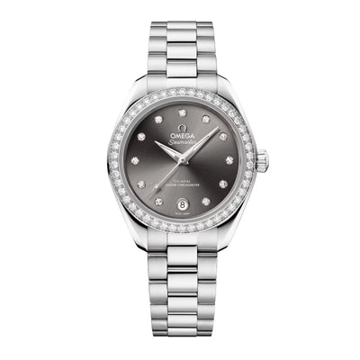 Seamaster Aqua Terra 150M Stainless Steel, Gray Dial & Diamond Bezel Watch | 30MM