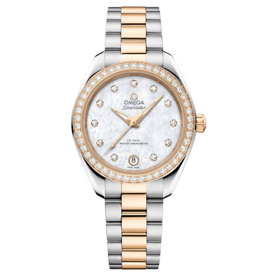 Seamaster Aqua Terra 150M Steel/18K Moonshine Gold, Mop Dial & Diamond Bezel Watch | 30MM