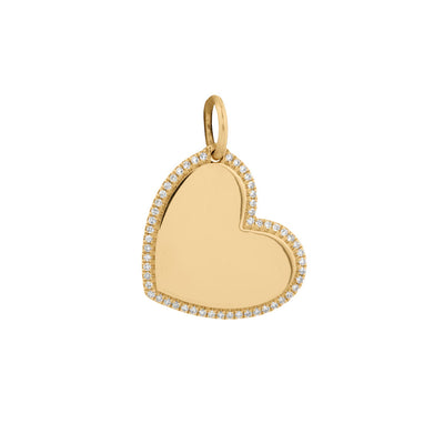 Diamond-Lined Heart Charm Pendant in 14K Yellow Gold, 0.14cttw