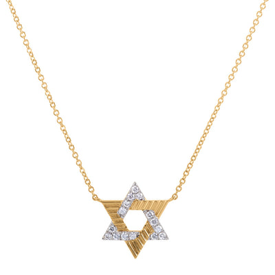 Diamond Star of David Necklace in 14K Yellow Gold, 0.14cttw