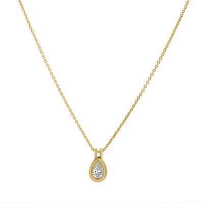 Bezel-Set Pear Diamond Solitaire Pendant in 14K Yellow Gold, 0.55ct