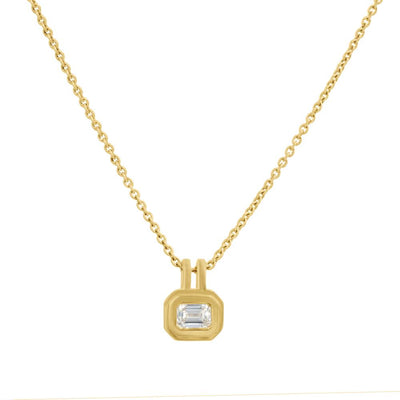 Bezel-Set Emerald-Cut Diamond Pendant in 14K Yellow Gold, 0.51ct