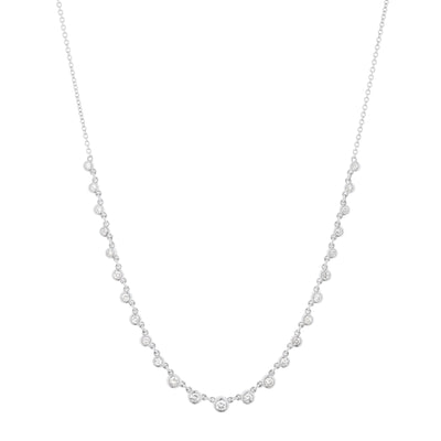 Graduated Diamond Bezel Station Necklace in 14K White Gold, 0.63cttw
