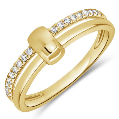 Diamond Double Row Ring in 14K Yellow Gold, 0.14cttw
