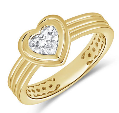 Bezel-Set Diamond Heart Ring in 14K Yellow Gold, 0.50cttw