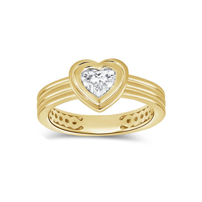 Bezel-Set Diamond Heart Ring in 14K Yellow Gold, 0.50cttw