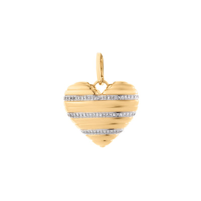 Diamond-Striped Heart Pendant in 14K White & Yellow Gold, 0.15cttw
