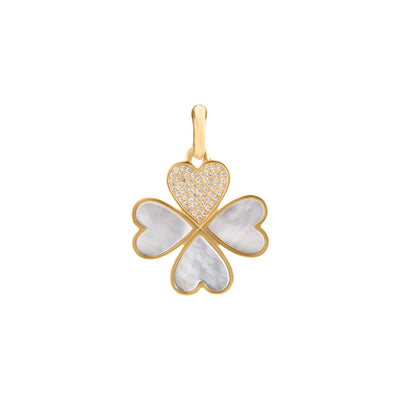 Diamond and Mother of Pearl Pendant in 14K Yellow Gold, 2.17cttw