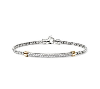 Pavé Diamond Bar Bracelet in 14K Sterling Silver/Yellow Diamond, 0.60cttw