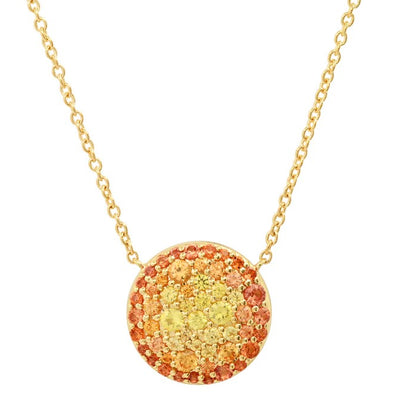 Ombre Orange and Yellow Sapphire Necklace in 14K Yellow Gold, 0.90cttw