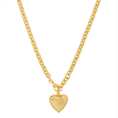 The Mini Puffy Heart Necklace in Gold Tone