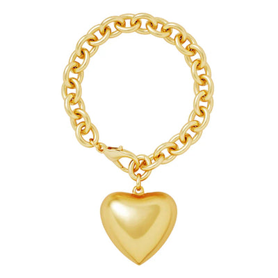 The Puffy Heart Bracelet in Gold Tone