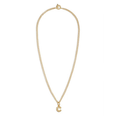 The Puffy Initial "C" Necklace in Gold Tone