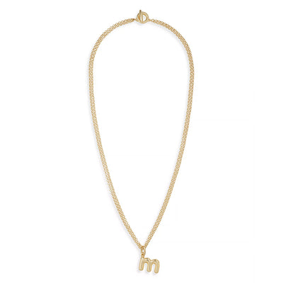 The Puffy Initial "M" Necklace in Gold Tone