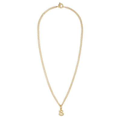 The Puffy Initial "S" Necklace in Gold Tone