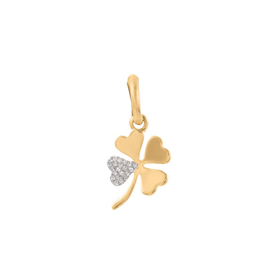Pavé Diamond Four-Leaf Clover Charm in 14K Yellow Gold