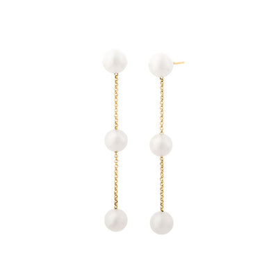 Freshwater Pearl Drop Earrings in 14K Yellow Gold