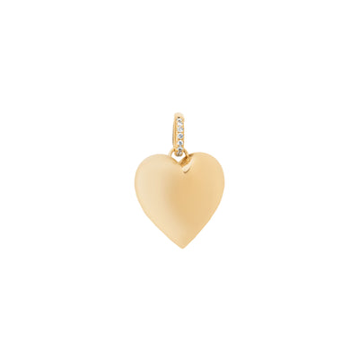Diamond Puffy Heart Charm in 14K Yellow Gold