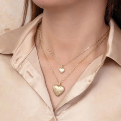 Diamond Accent Heart Pendant Paperclip Chain Necklace in 14K Yellow Gold