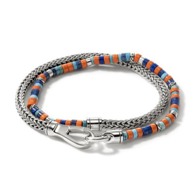Heishi Chain Wrap in Sterling Silver with Hardstones, Extra-Large