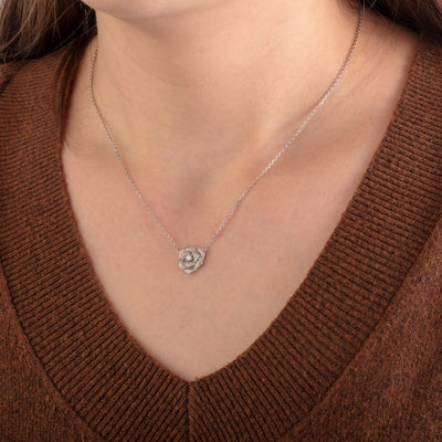 Sterling Silver Sterling Silver 0.13CTTW Diamond Single Station NECKLACE