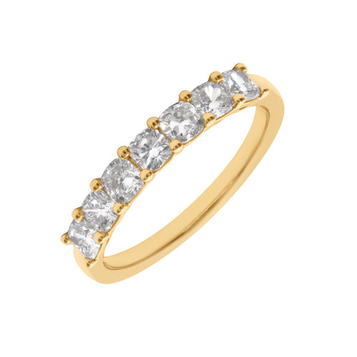 Cushion Shared Prong Lab Grown Diamond Band in 14K Yellow Gold, 0.95cttw