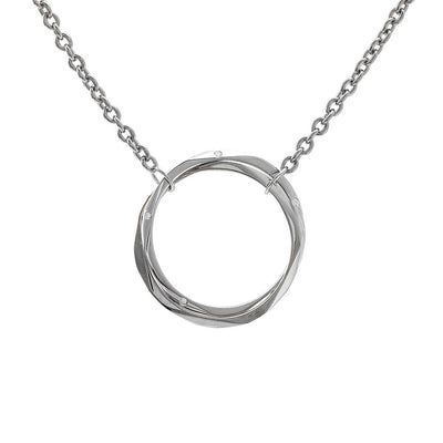 Diamond Double Disc Necklace in Sterling Silver