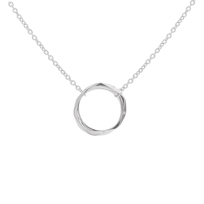 Diamond Double Circle Necklace in Sterling Silver