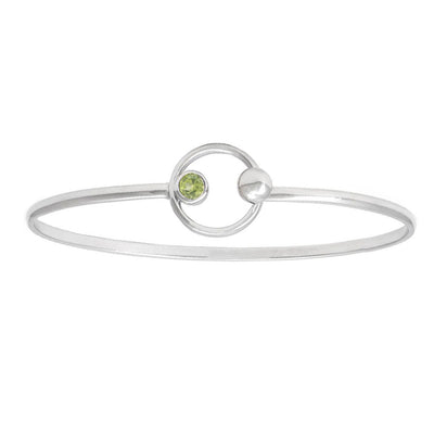 Peridot Circle Bangle Bracelet in Sterling Silver, 0.32cttw