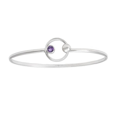 Amethyst Circle Bangle Bracelet in Sterling Silver, 0.25cttw