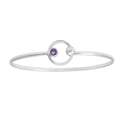Amethyst Circle Bangle Bracelet in Sterling Silver, 0.25cttw
