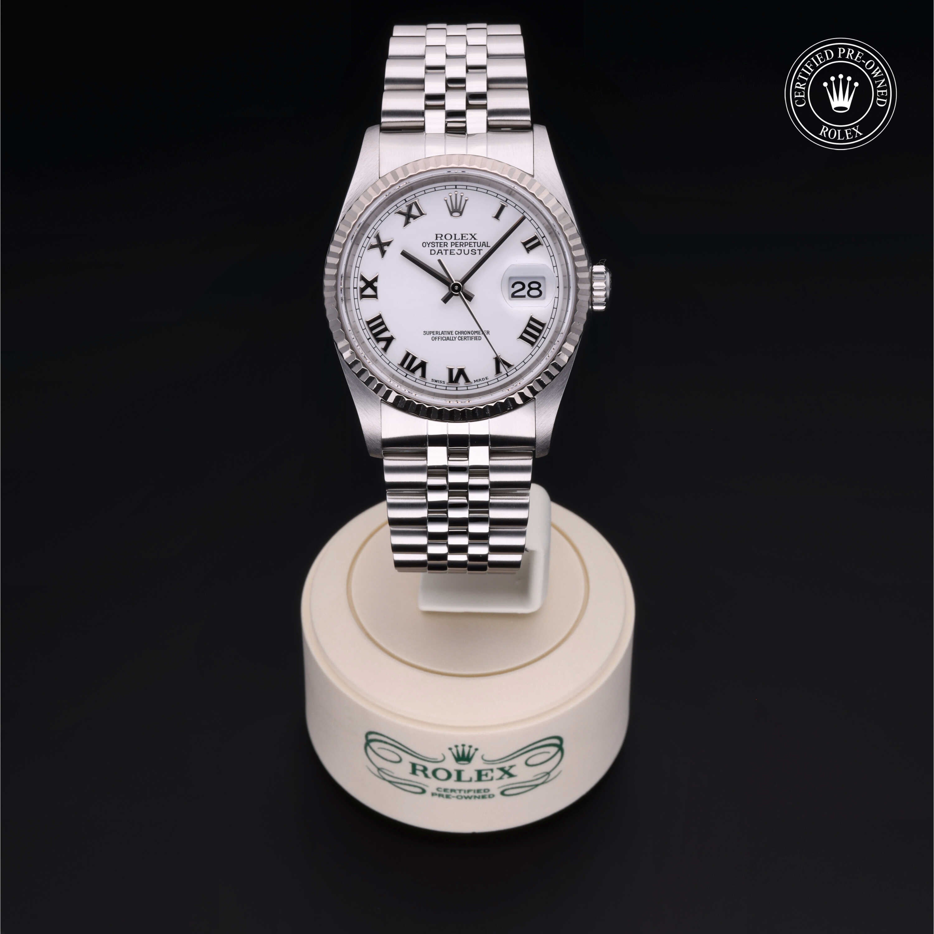 Rolex Certified Pre-Owned Datejust 36.0mm in Oystersteel and White