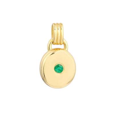 Round Emerald Bezel Disc Charm in 14K Yellow Gold
