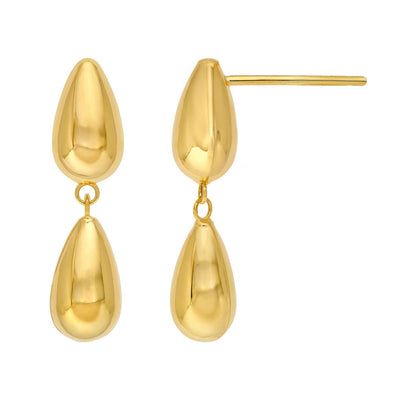 Double Teardrop Earrings in 14K Yellow Gold