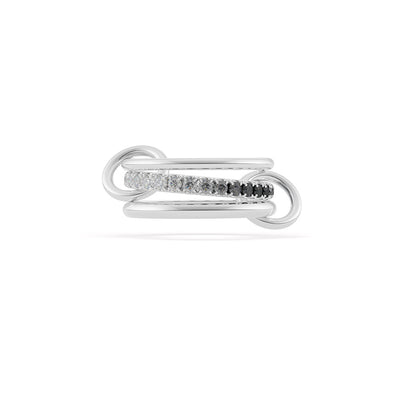 Petunia Silver Ombré Noir Triple-Band Ring in Sterling Silver with Pavé Diamonds, 1.40cttw